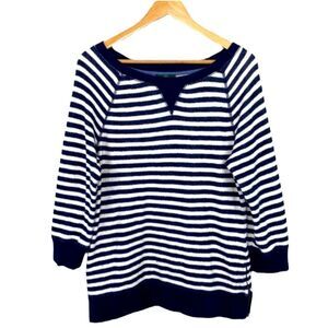 Ralph Lauren navy and white stripe 3/4 sleeve sweatshirt size medium